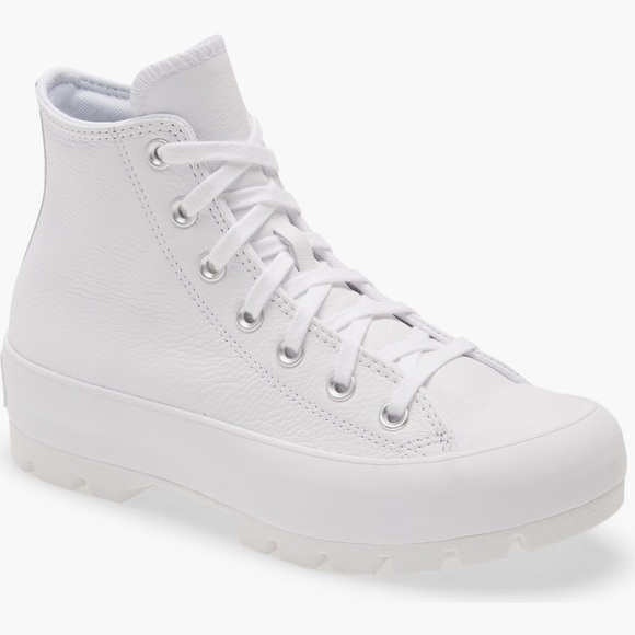 Converse Chuck Taylor white leather lugged platform sneaker size11 high top